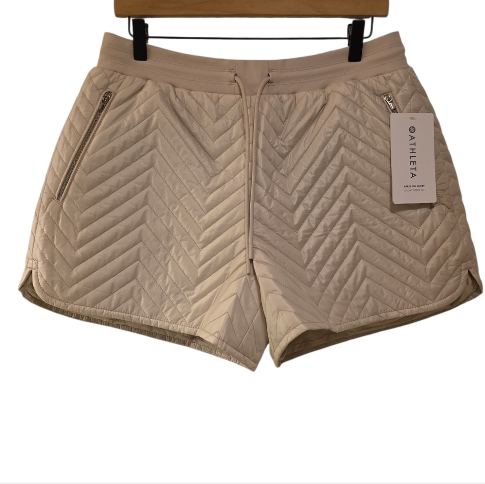 Athleta, NWT, Apres Ski Short, Elastic Waist W/Drawstring Tie, Pleaded, Womens 8